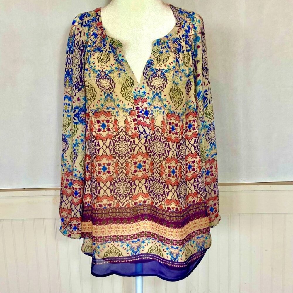 Daniel Rainn Boho Festival Artsy Blouse Sz M
